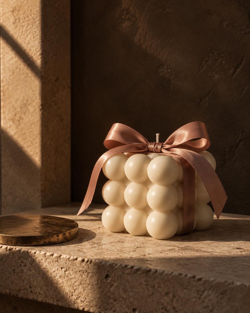 Sample Winter Letter ivory sculptural bubble candle